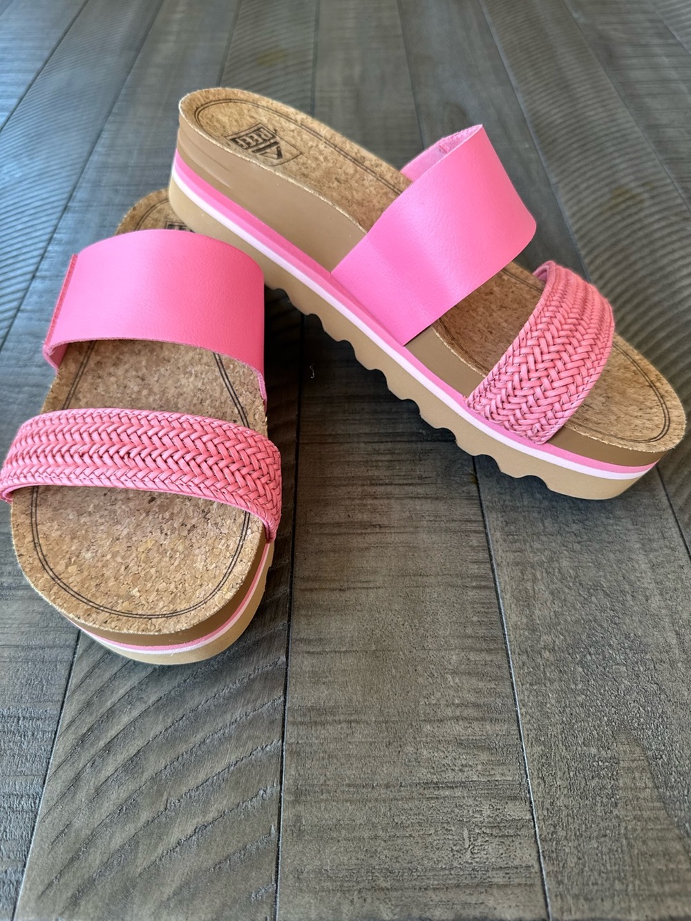 Reef Cushion Vista Hi Pink Platform Arch Support Slide Sandals Women's Size 8 - Picture 7 of 16